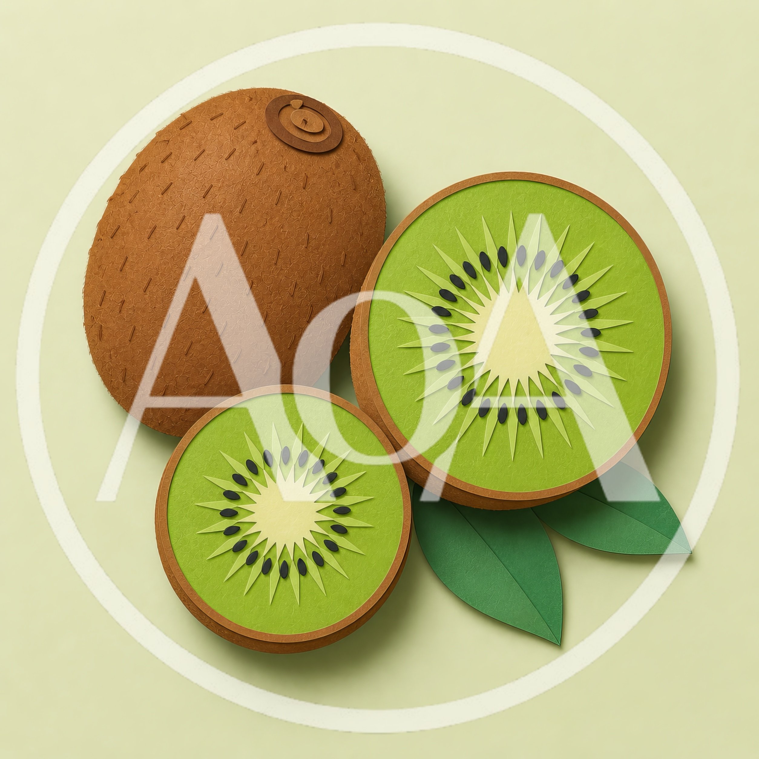 Paper Craft Kiwi Fruit Illustration