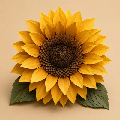 Paper Craft Sunflower With Green Leaves