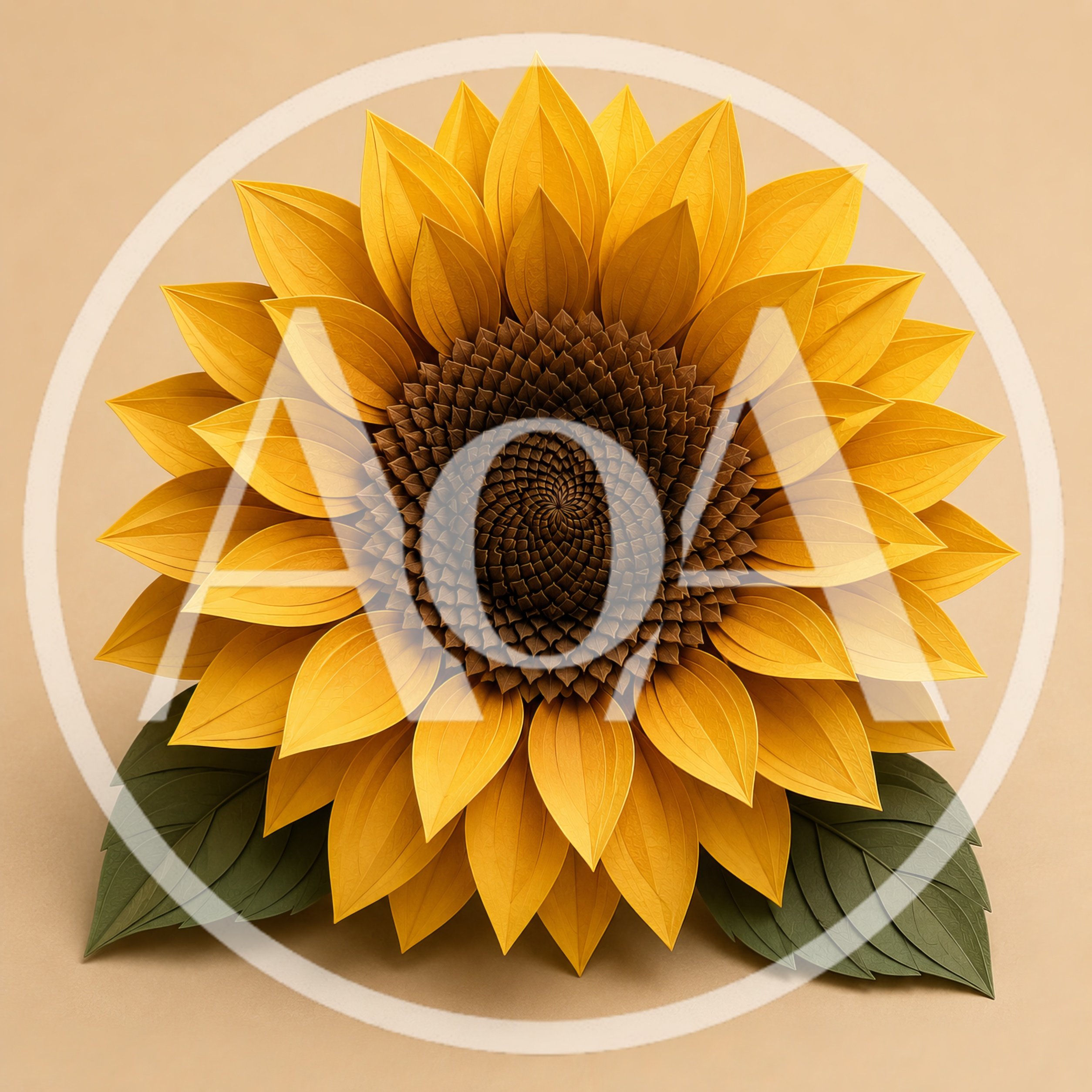 Paper Craft Sunflower With Green Leaves