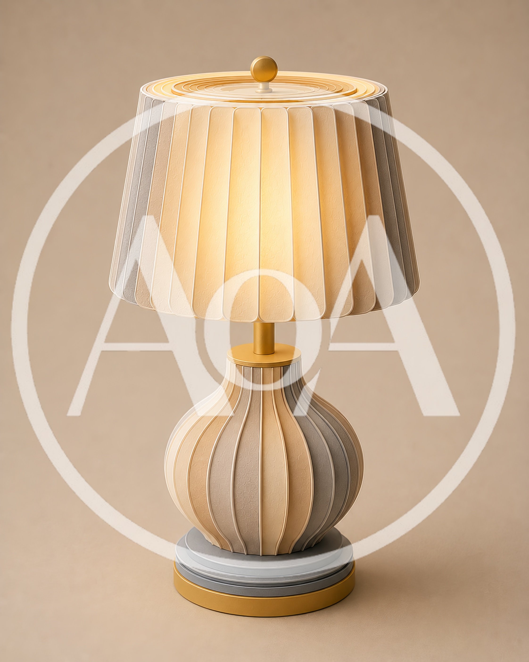 Modern Table Lamp With Pleated Shade And Textured Base