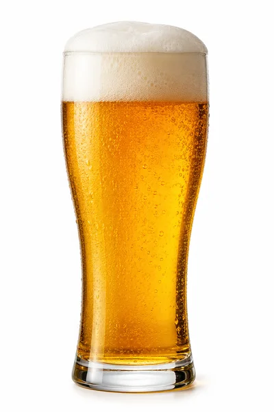 Glass Of Cold Golden Beer With Frothy Head