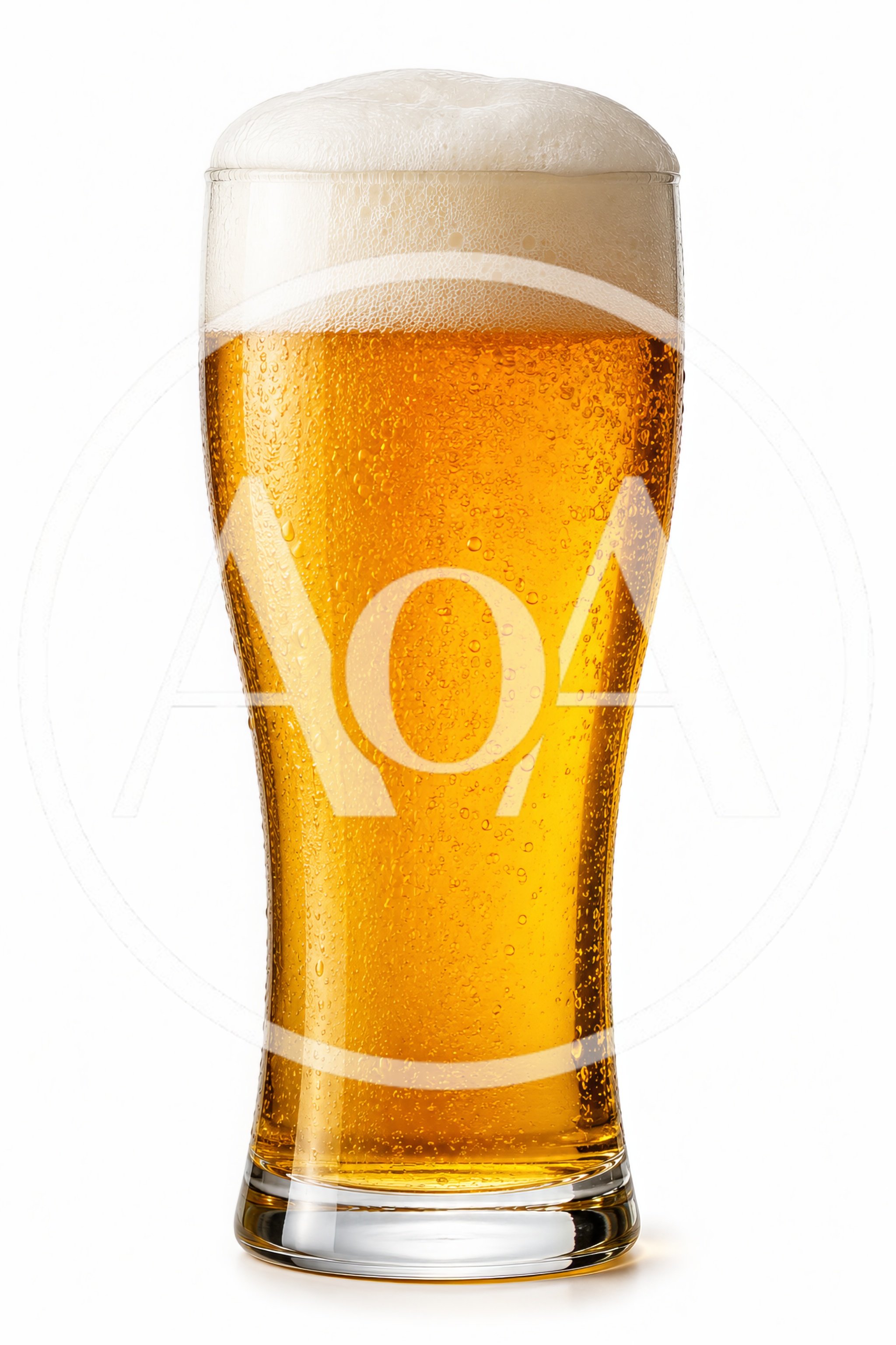 Glass Of Cold Golden Beer With Frothy Head