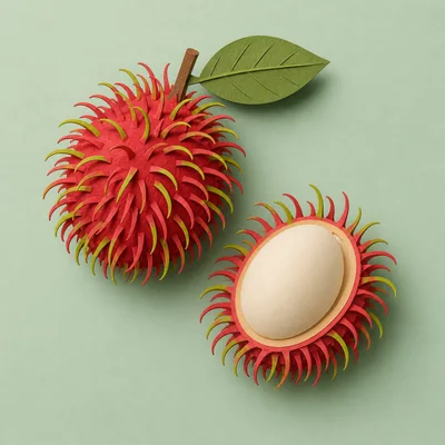 Paper Craft Rambutan Fruit Illustration