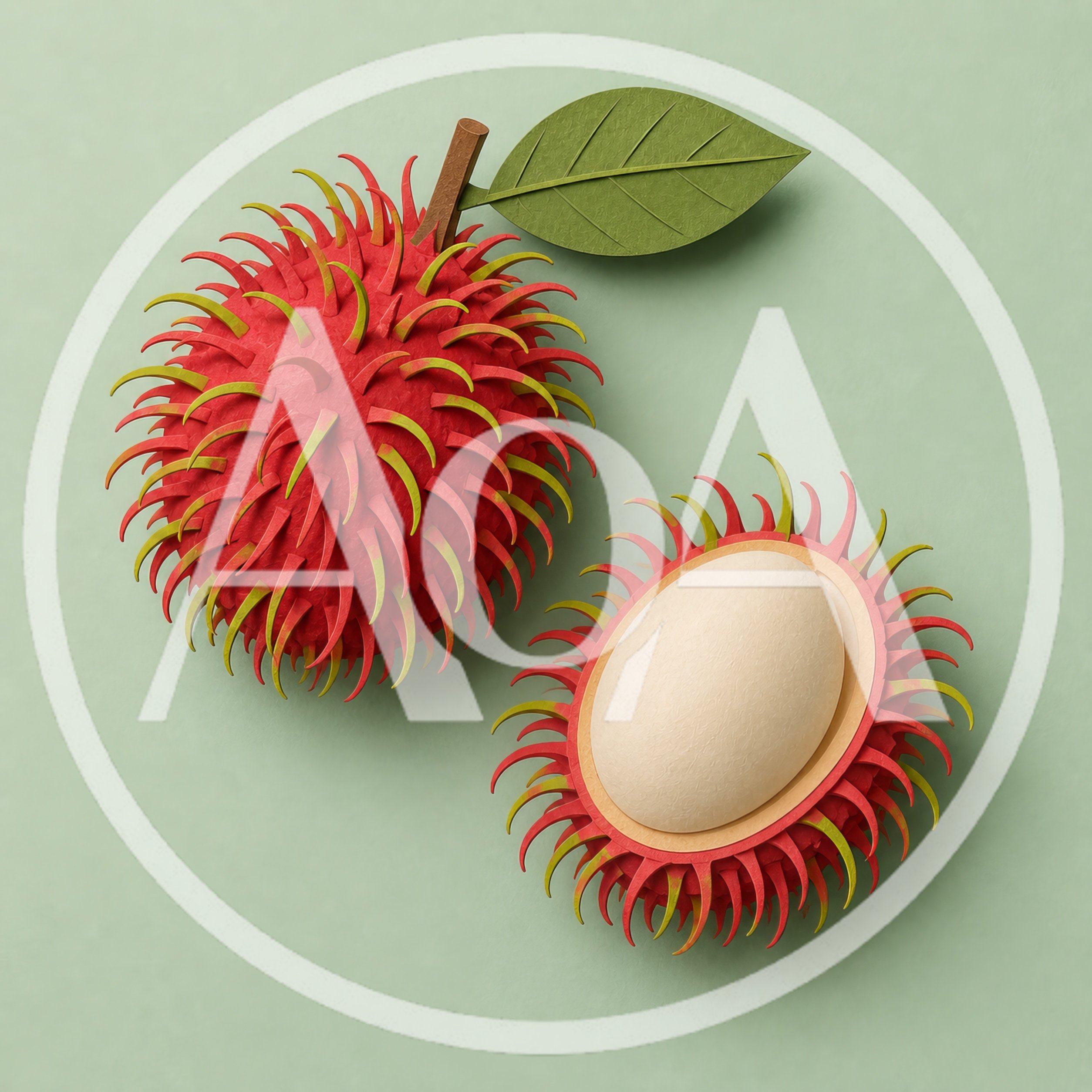 Paper Craft Rambutan Fruit Illustration