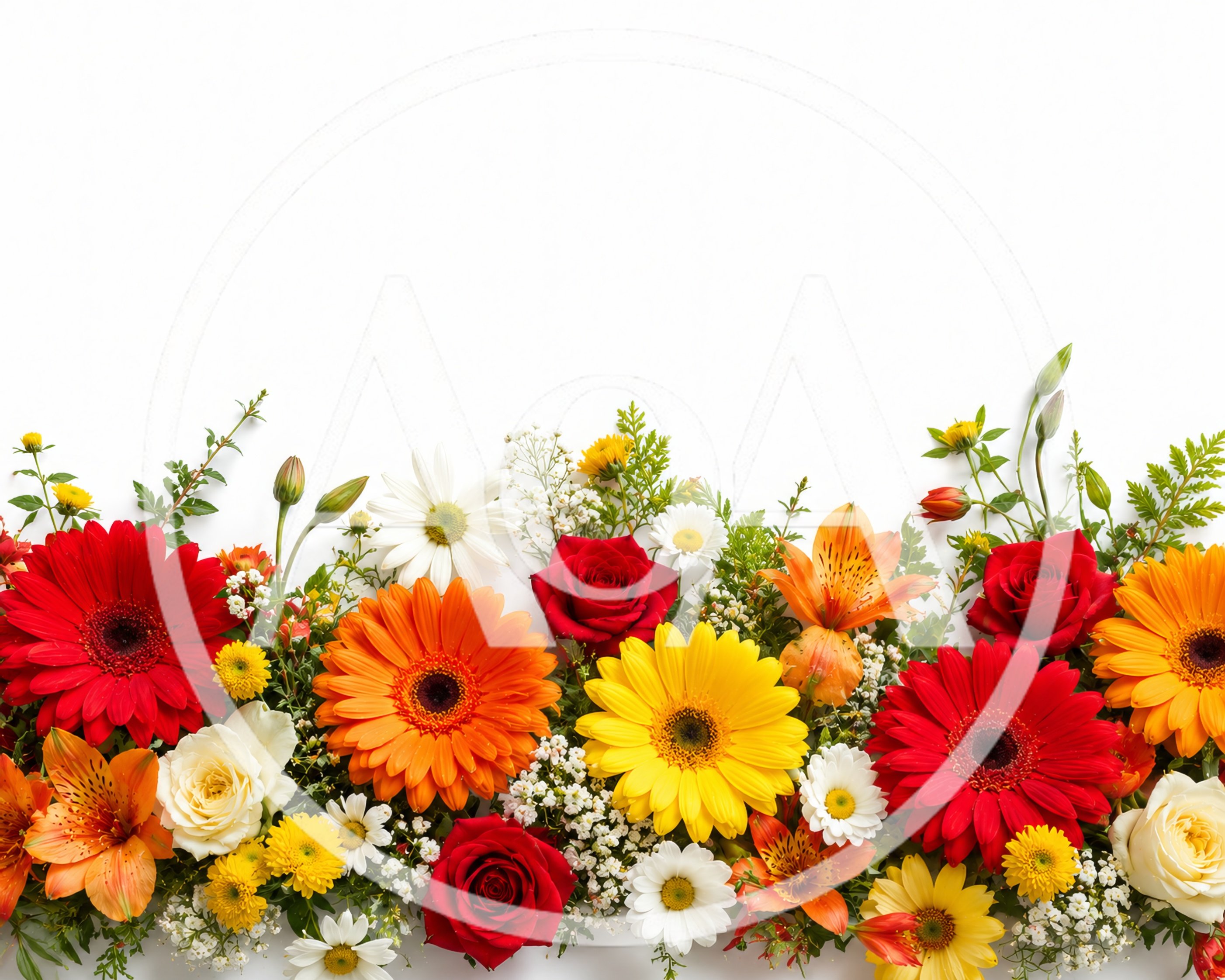Vibrant Floral Border Arrangement With Assorted Spring Flowers