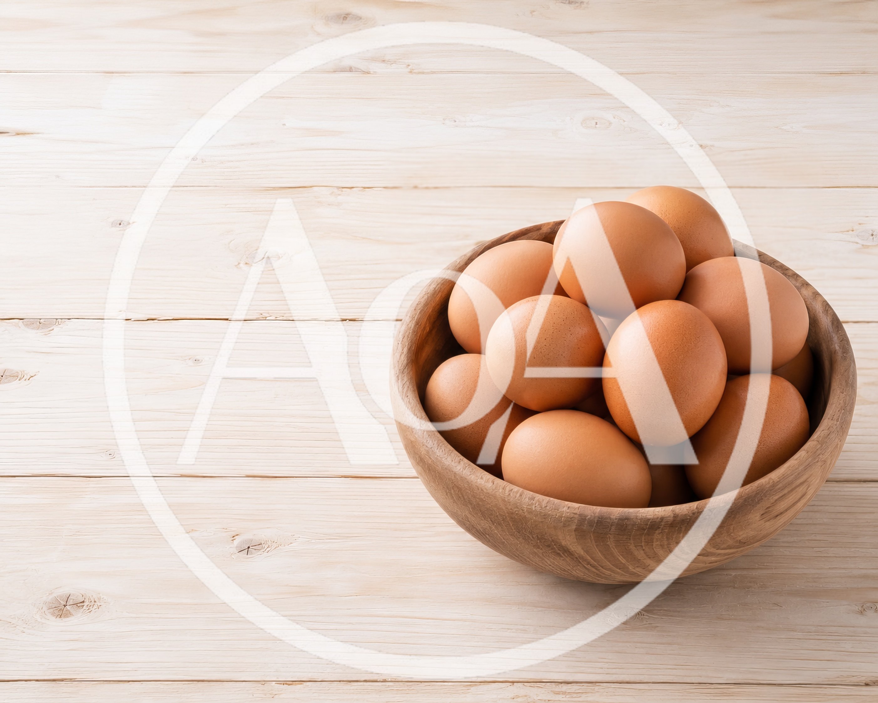 Fresh Brown Eggs In A Wooden Bowl