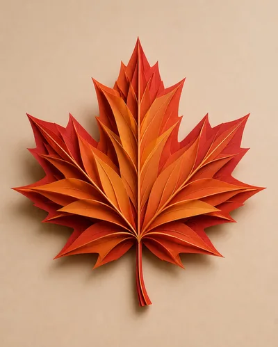 Layered Paper Art Maple Leaf Illustration