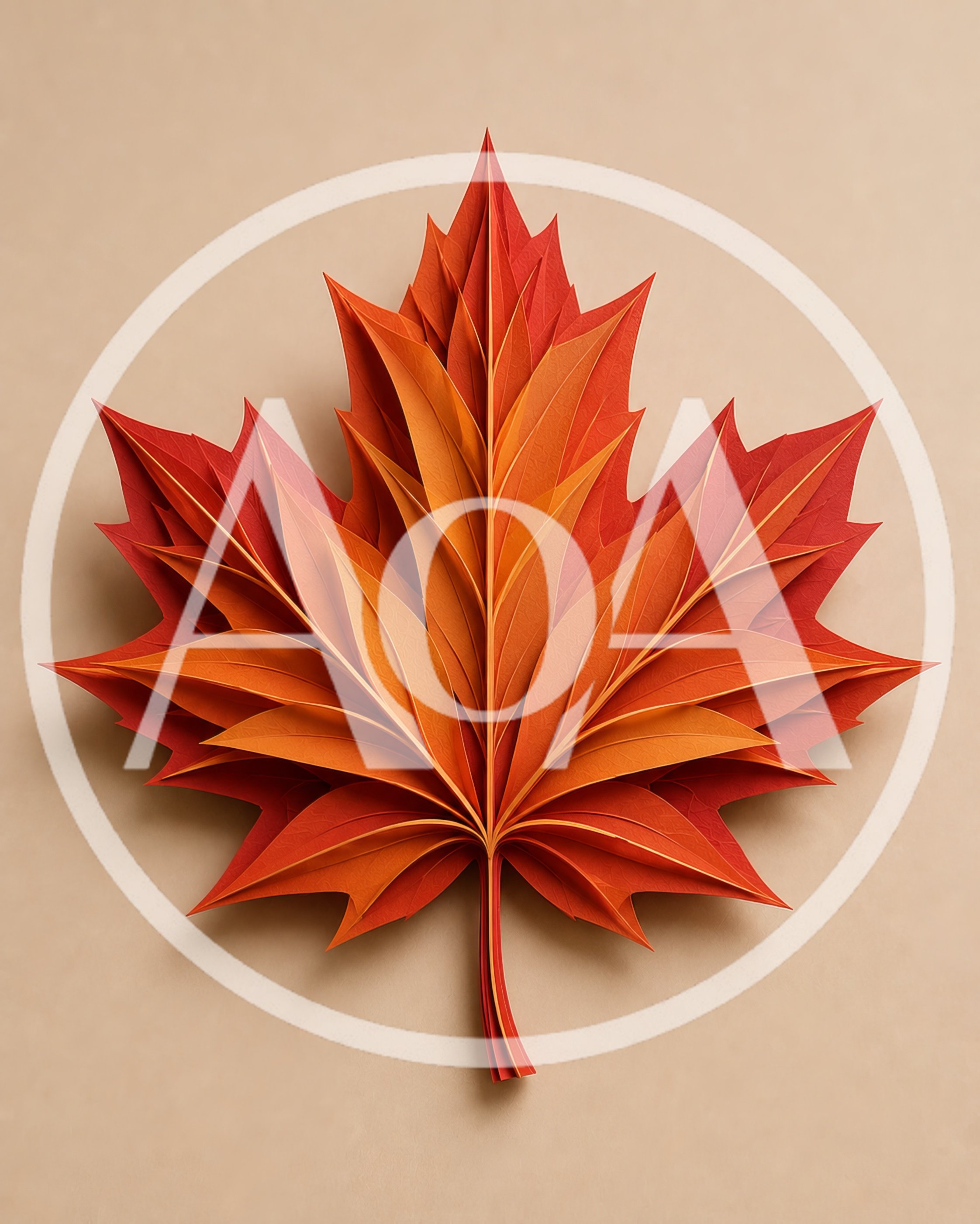 Layered Paper Art Maple Leaf Illustration
