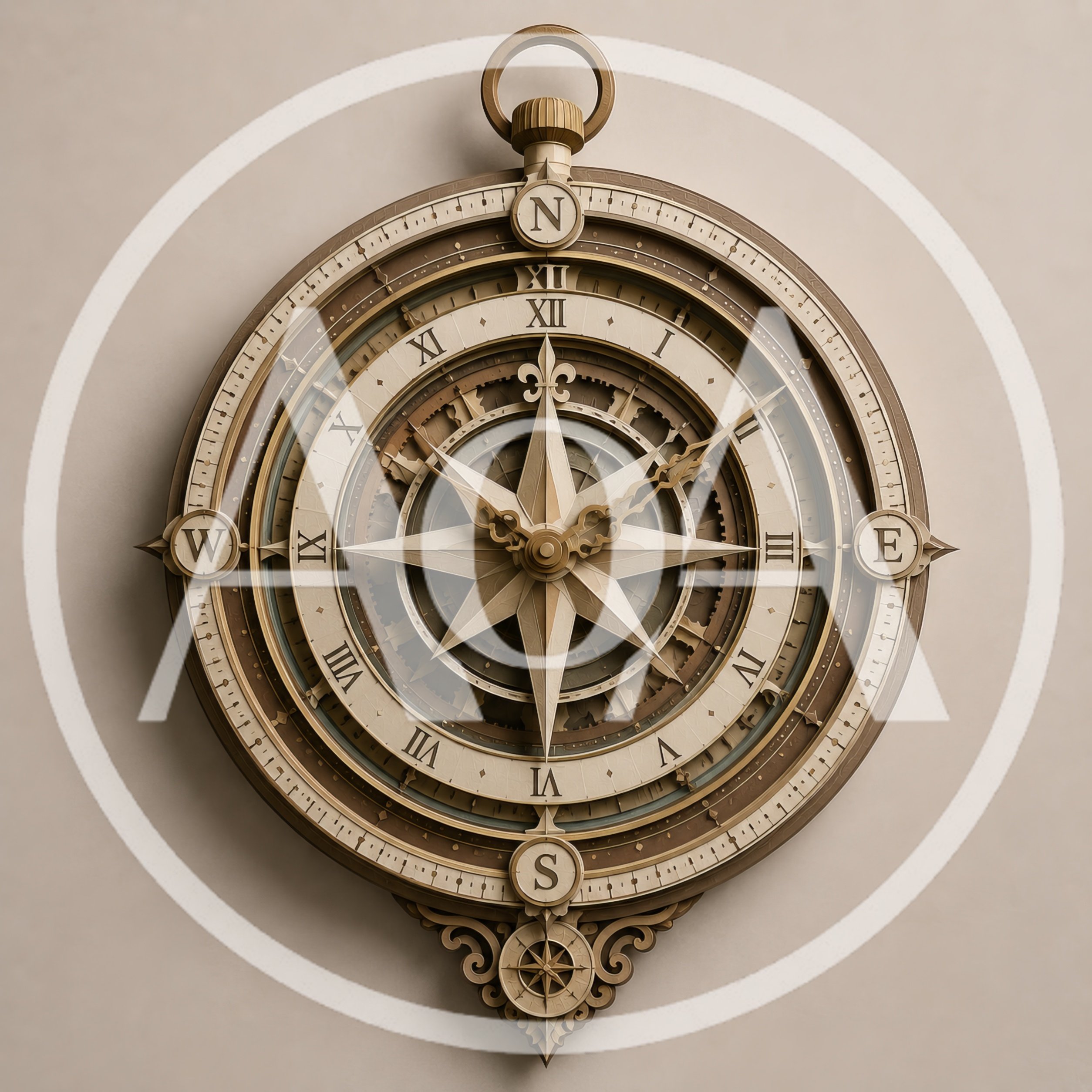 Ornate Vintage Compass Wall Clock Design