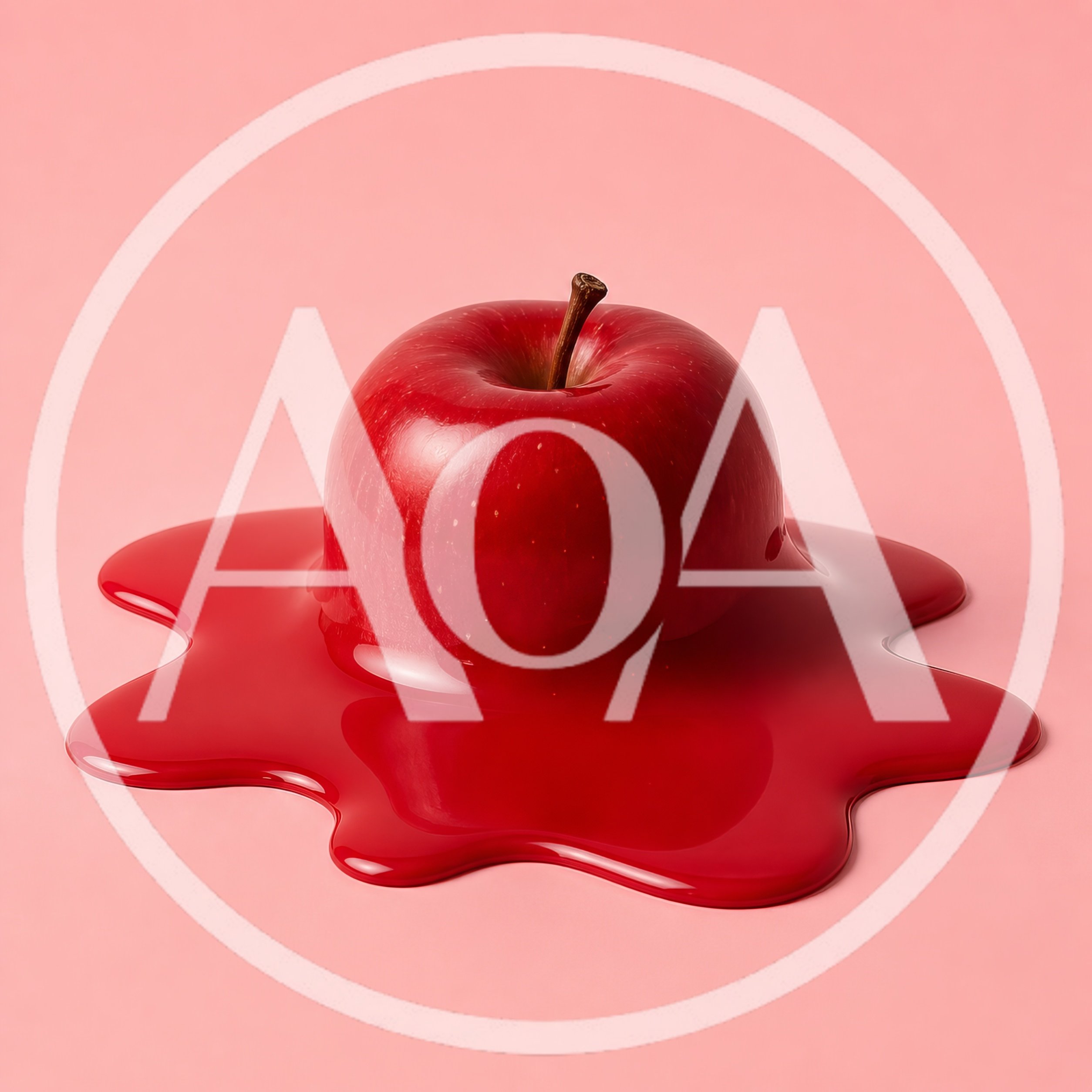 Melting Red Apple On A Pink Background