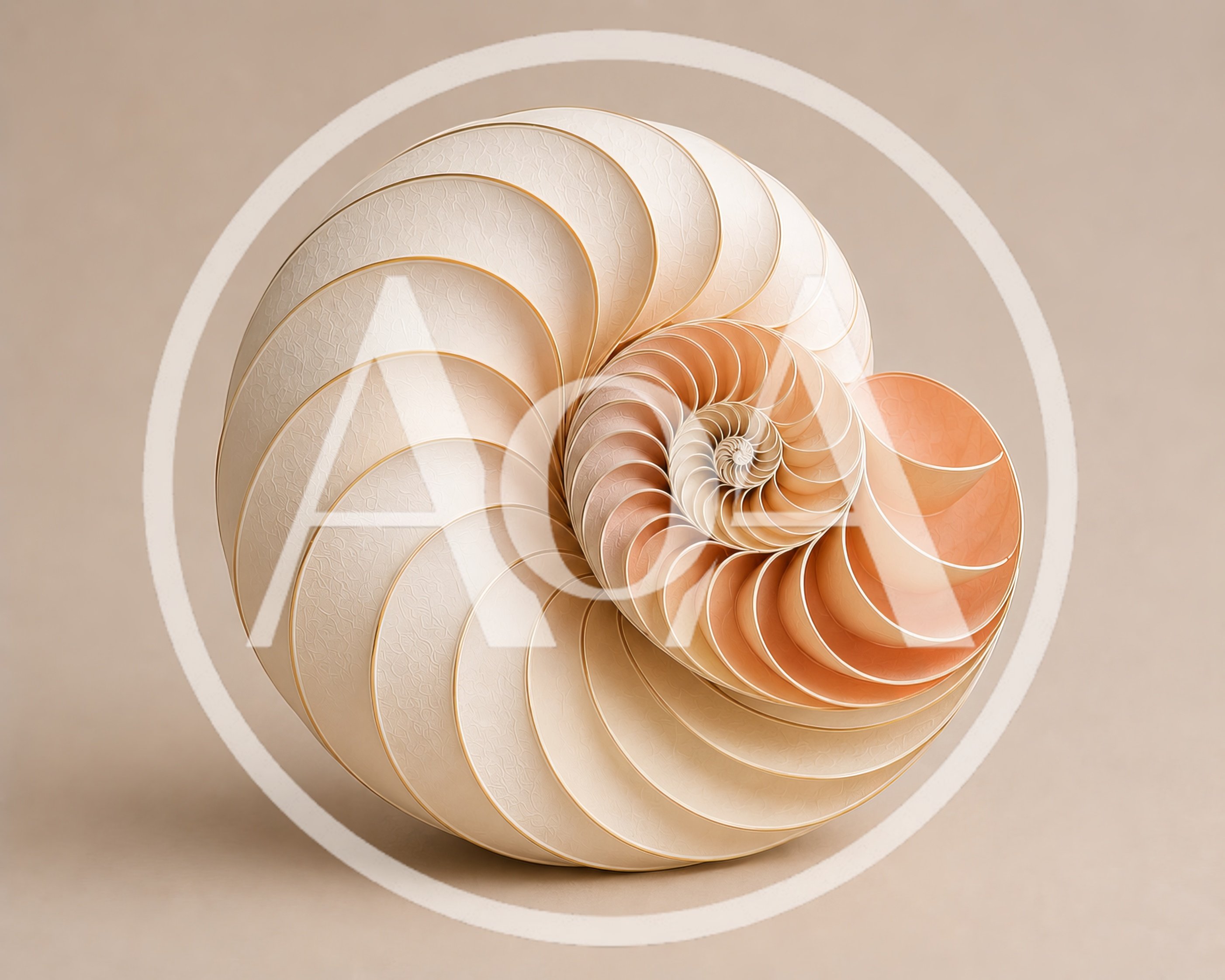 Abstract Nautilus Shell Sculpture With Golden Spiral Geometry