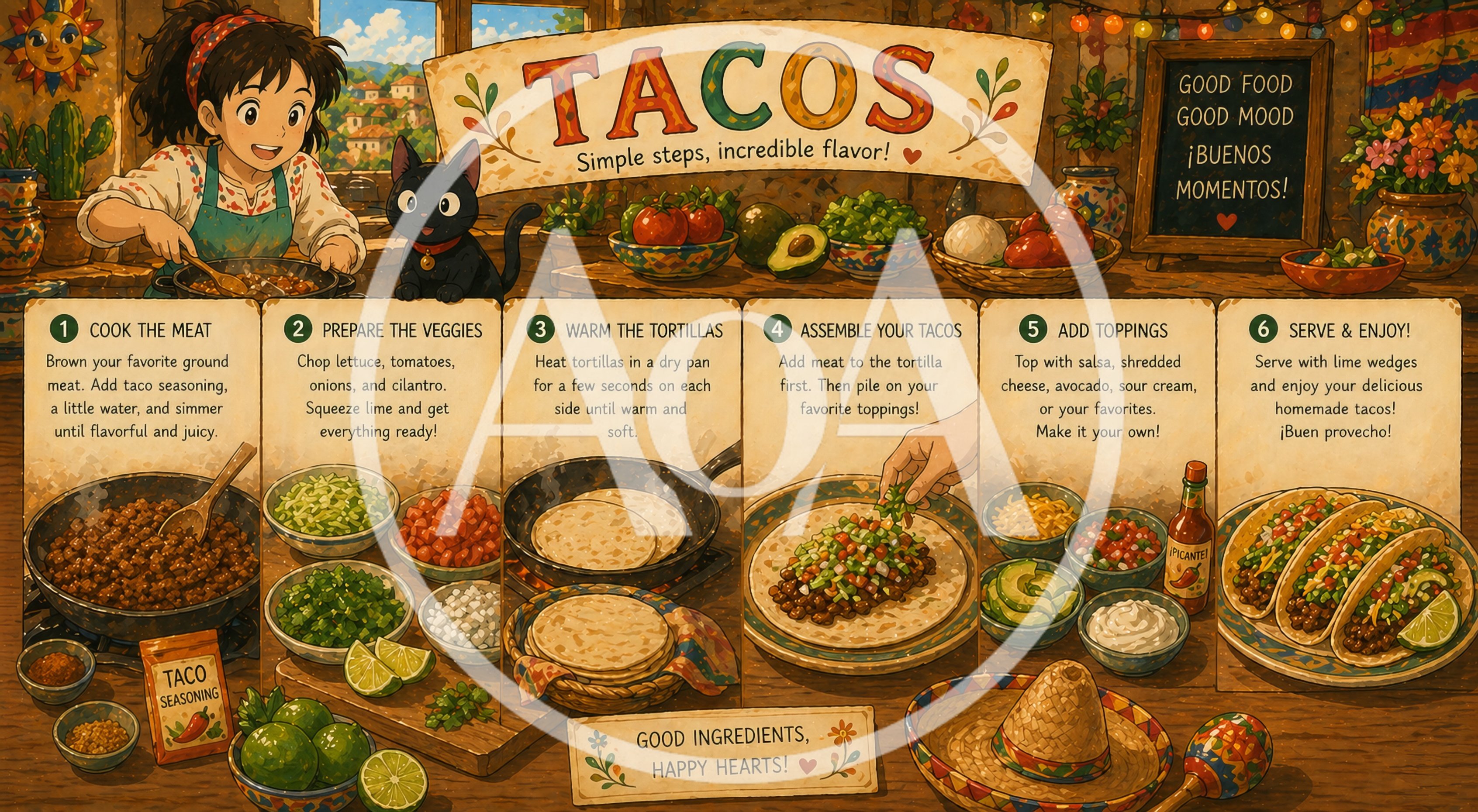 Illustrated Step By Step Taco Recipe Infographic