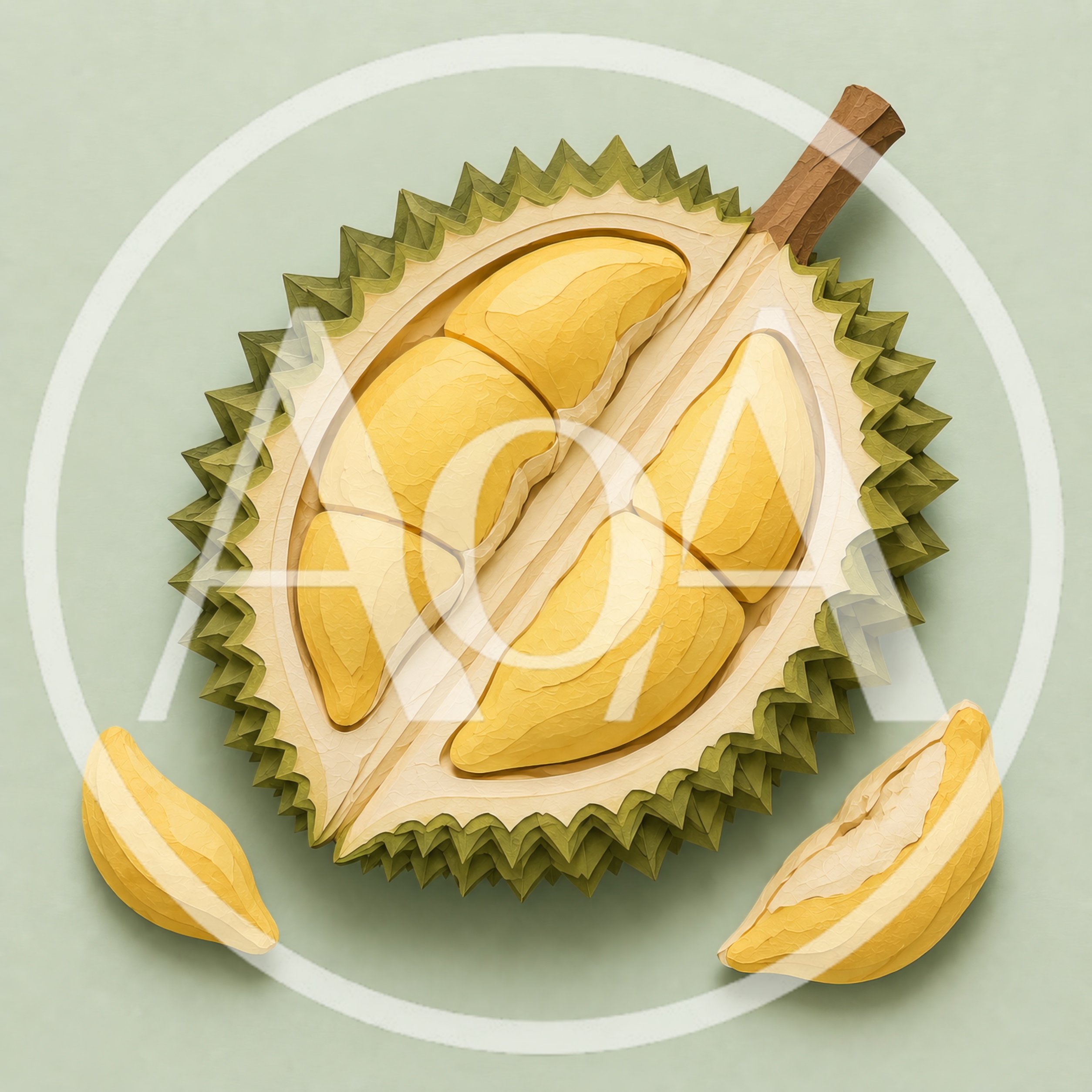 Paper Craft Durian Fruit Illustration