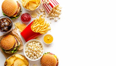 Fast Food Assortment With Burgers Fries And Snacks