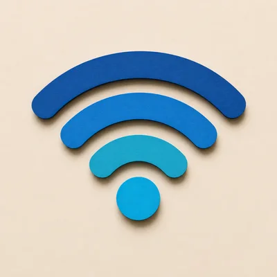 Blue Wi-Fi Signal Icon On Beige Background