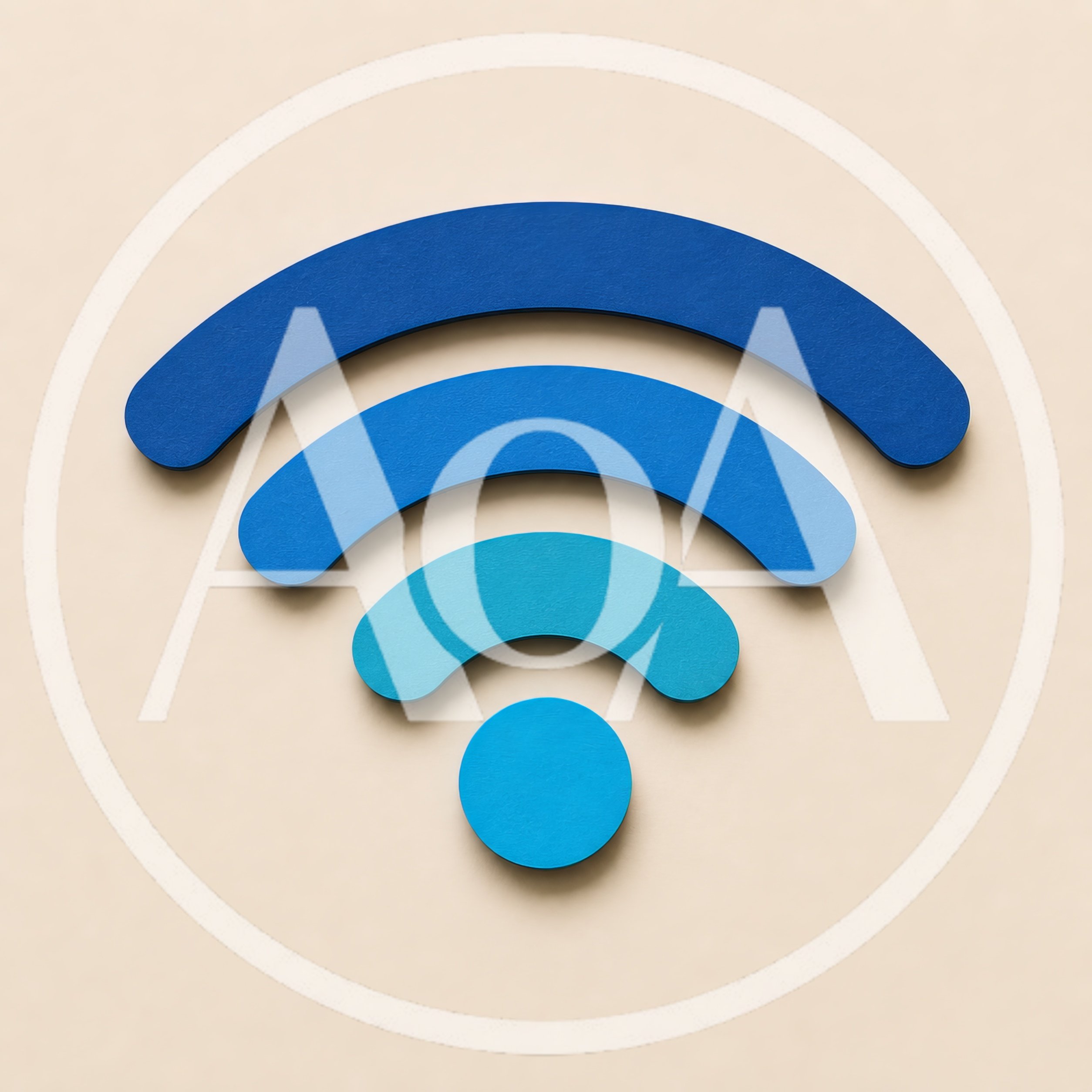 Blue Wi-Fi Signal Icon On Beige Background