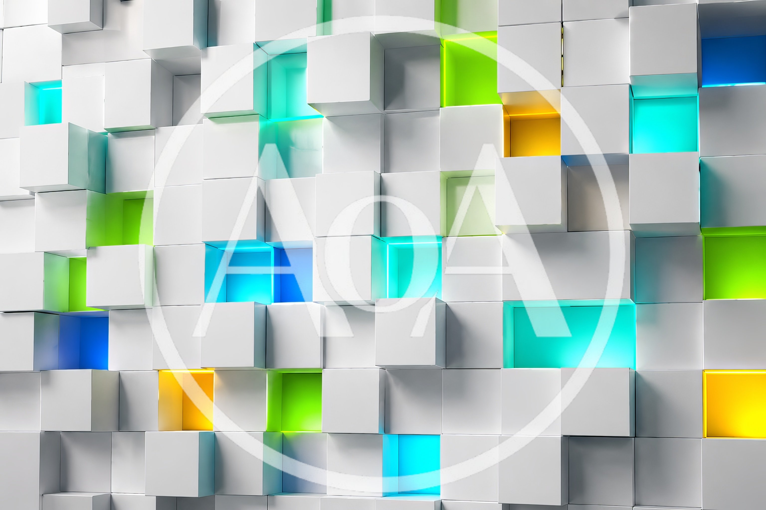 Abstract Wall With Glowing Colorful Cubes