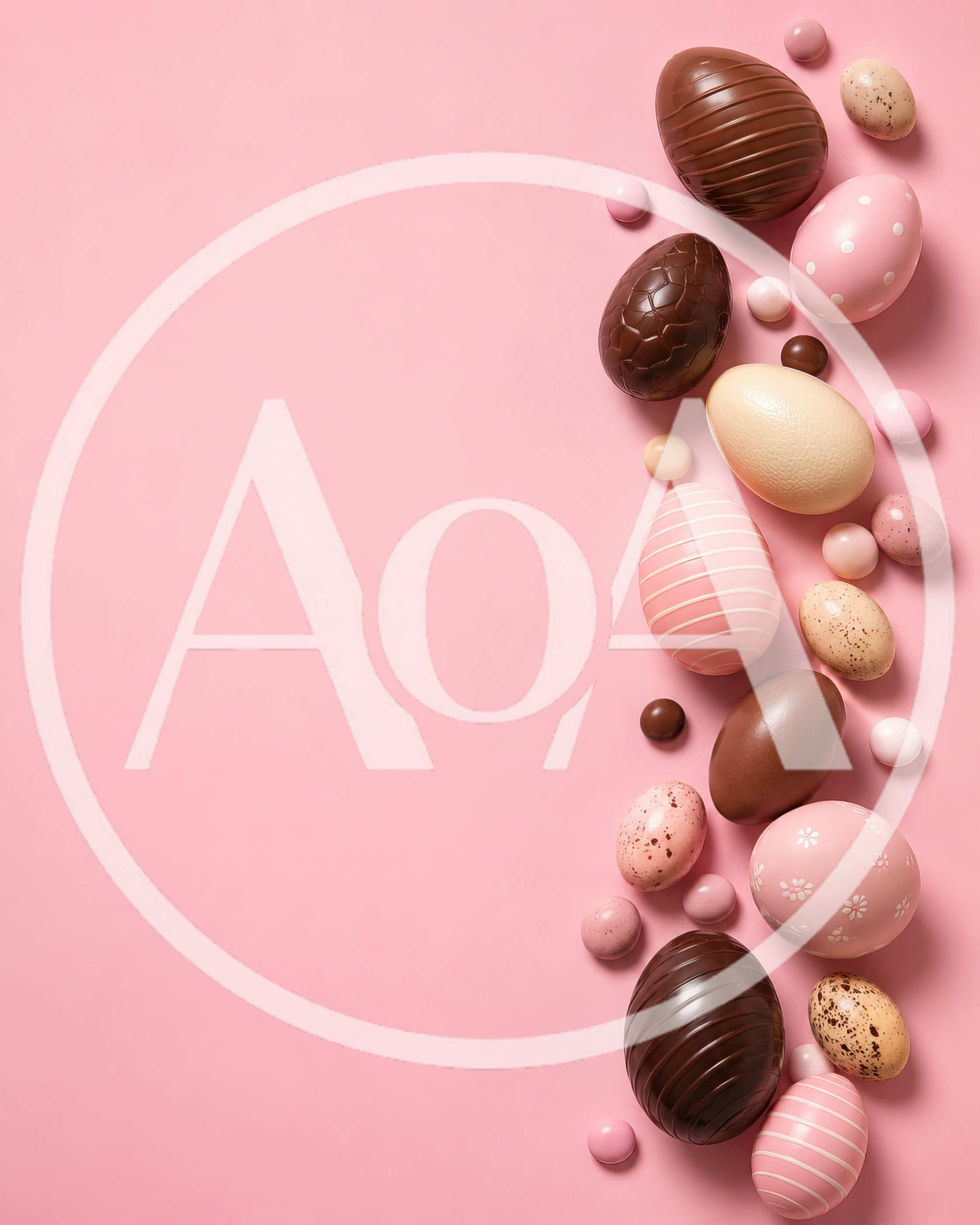 Assorted Chocolate Easter Eggs on Pink Background