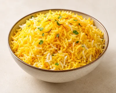 Bowl of Fragrant Saffron Infused Basmati Rice