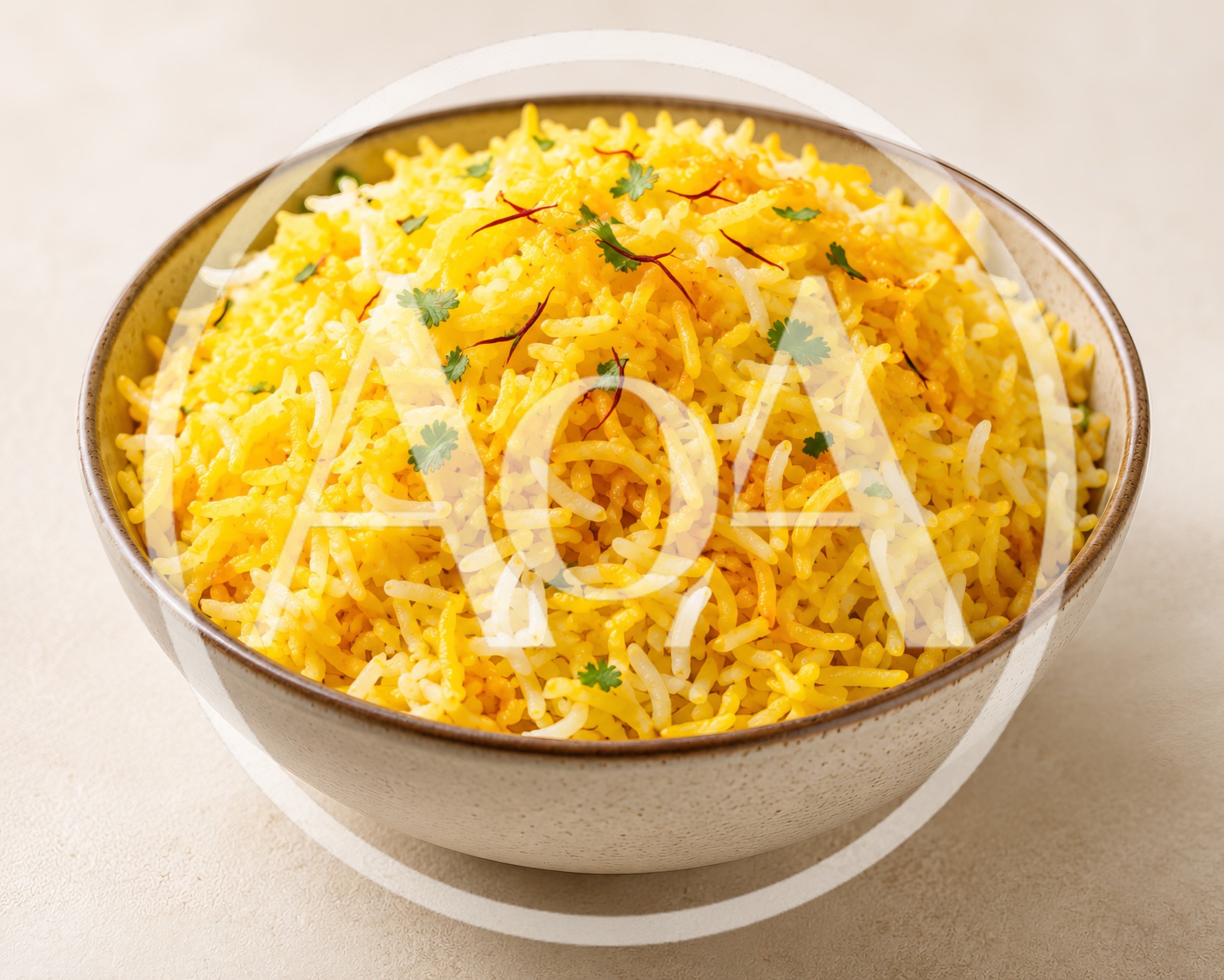 Bowl of Fragrant Saffron Infused Basmati Rice