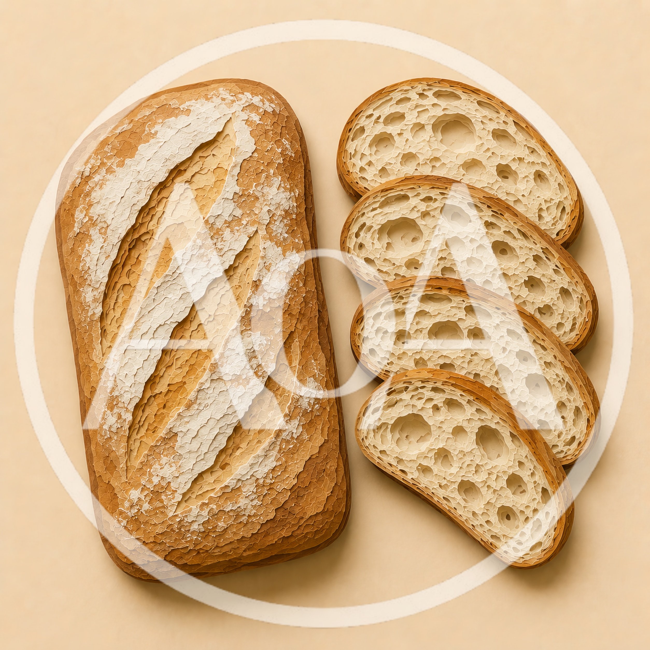 Freshly Baked Sourdough Bread Loaf And Slices
