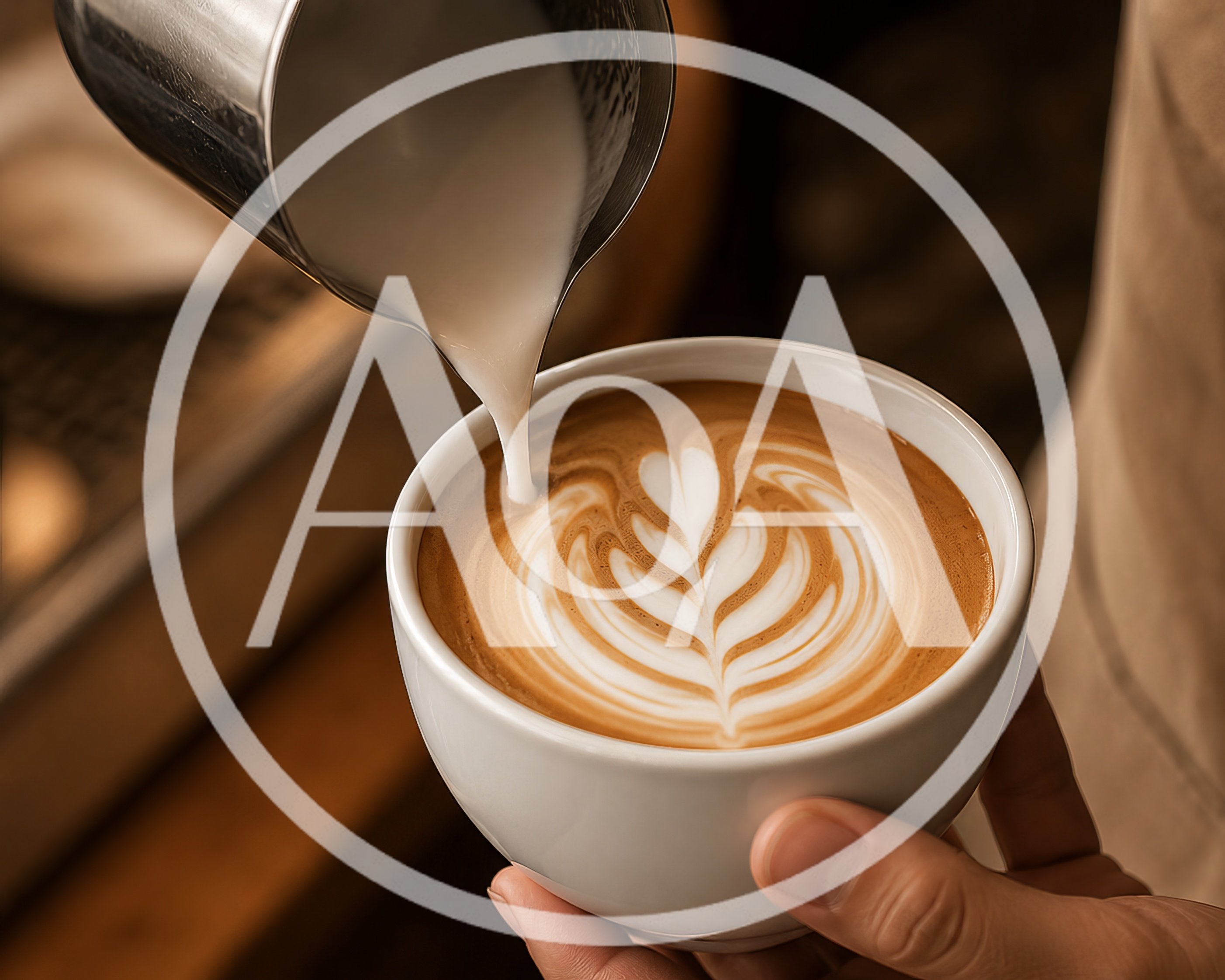Barista Pouring Steamed Milk Into Latte Art