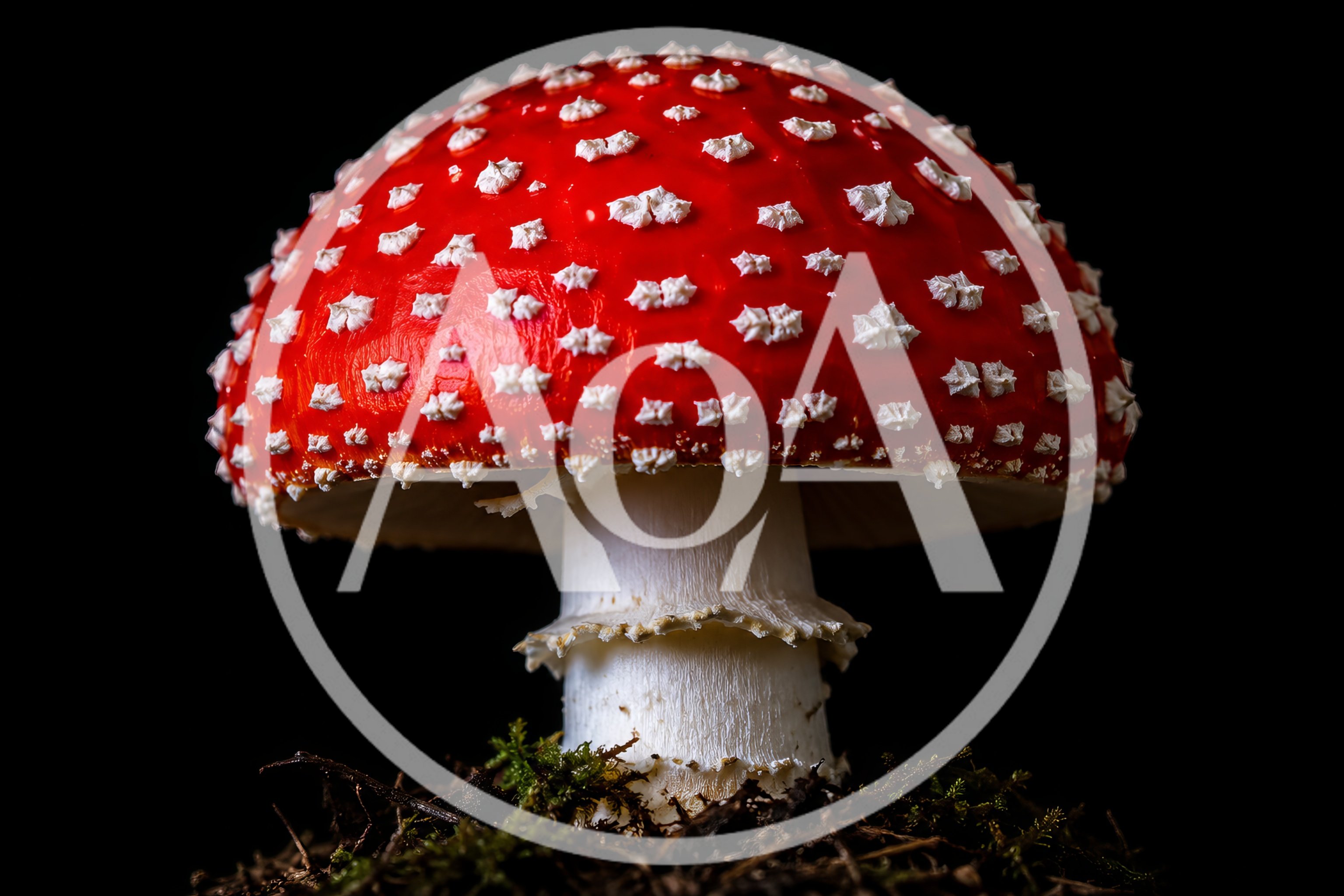 Amanita Muscaria Mushroom Isolated On Black Background