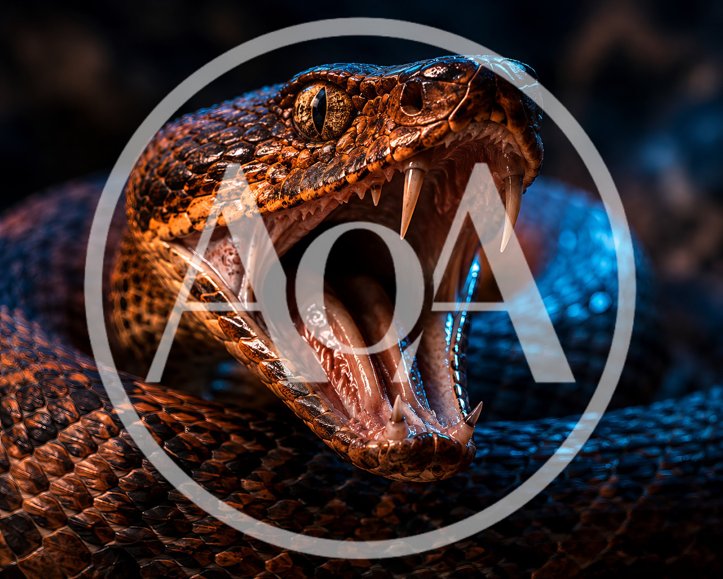 Aggressive Viper Snake With Open Mouth And Fangs