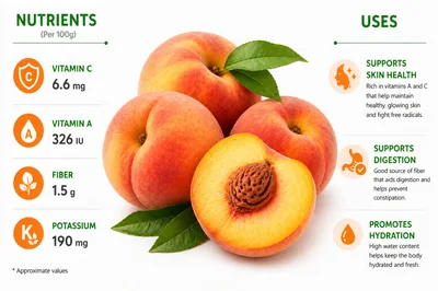 Nutritional Infographic Of Fresh Peaches