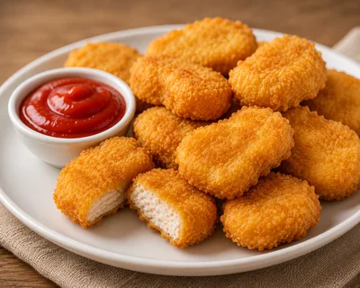 Crispy Golden Chicken Nuggets With Tomato Ketchup