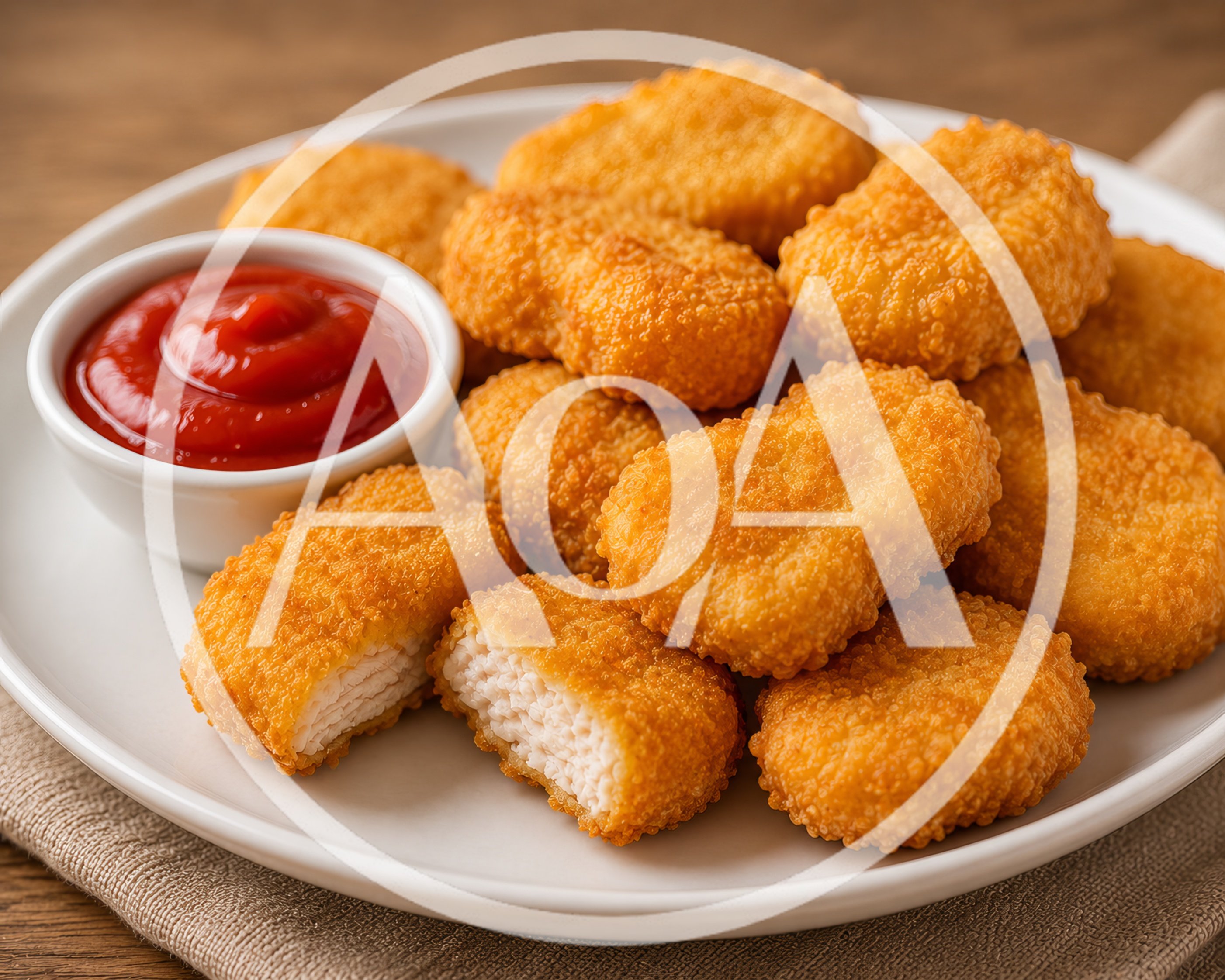 Crispy Golden Chicken Nuggets With Tomato Ketchup