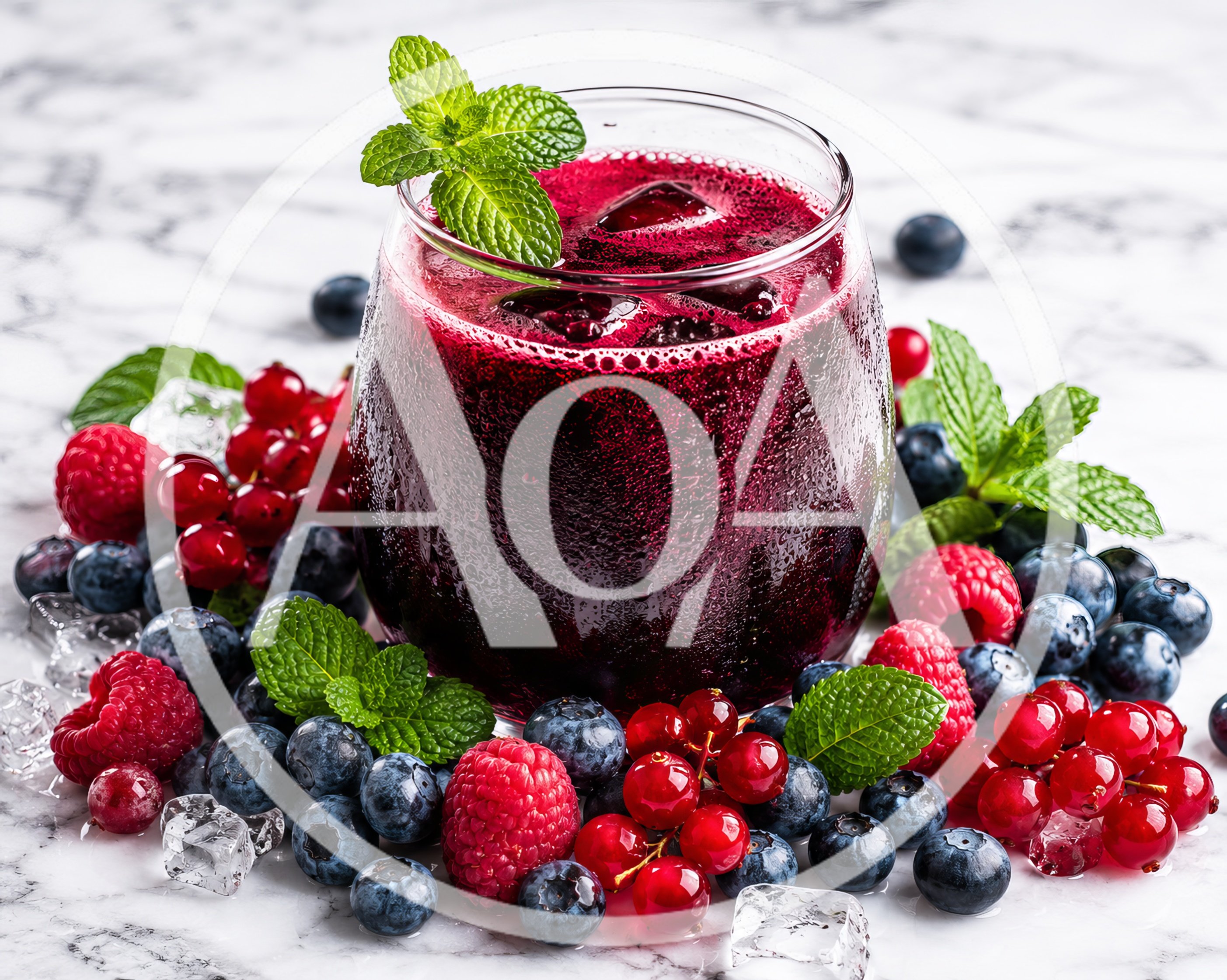 Refreshing Berry Smoothie With Fresh Fruit And Mint