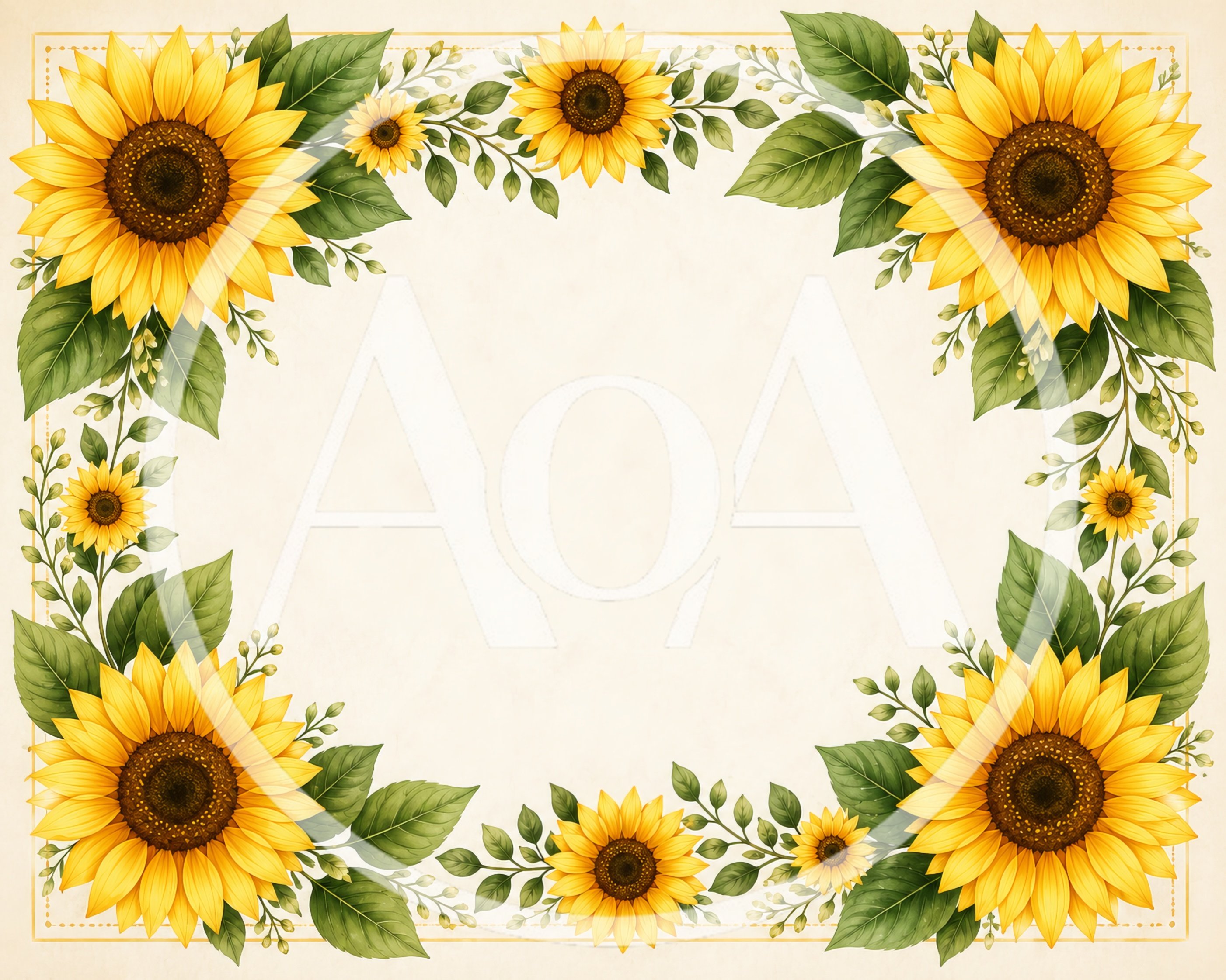 Sunflower Floral Border Frame Illustration