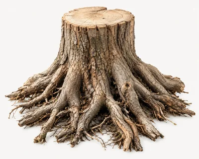 Old Tree Stump With Exposed Roots