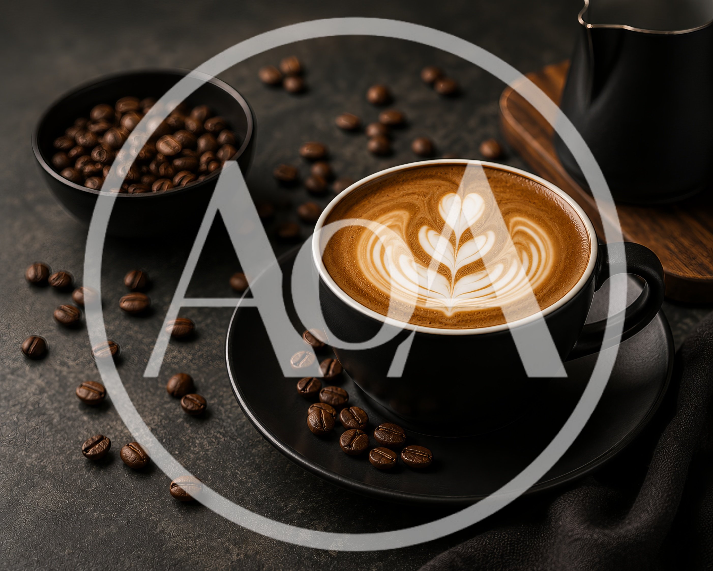 Black Cup Of Latte With Heart Latte Art