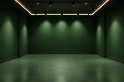 Empty Modern Art Gallery With Green Walls