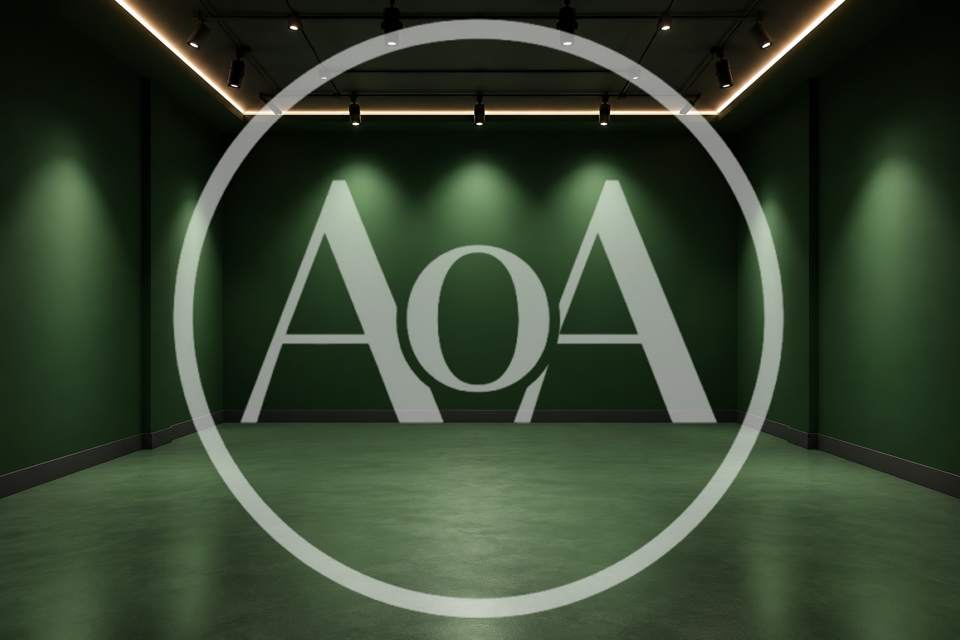 Empty Modern Art Gallery With Green Walls