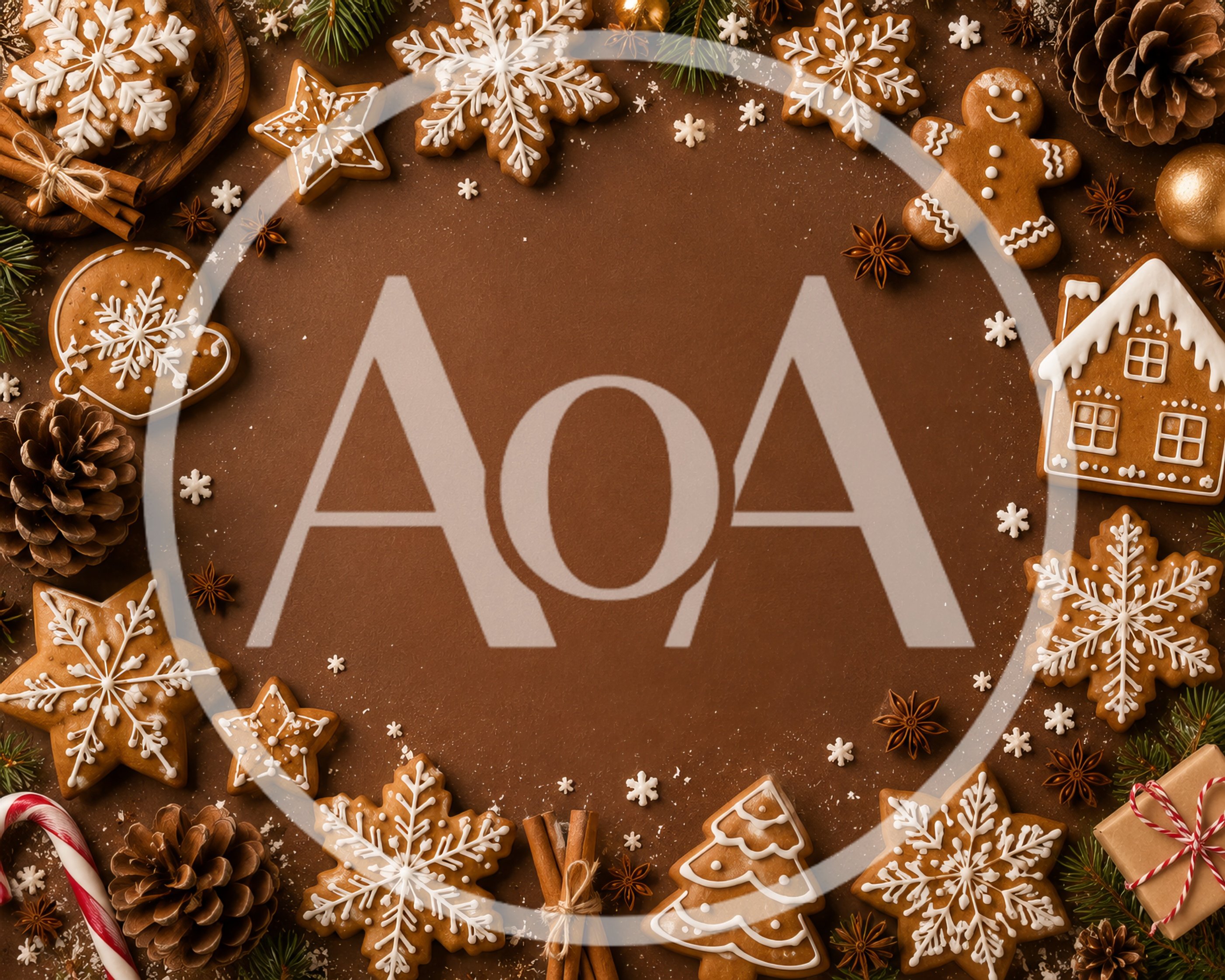 Christmas Gingerbread Cookies Frame on Brown Background