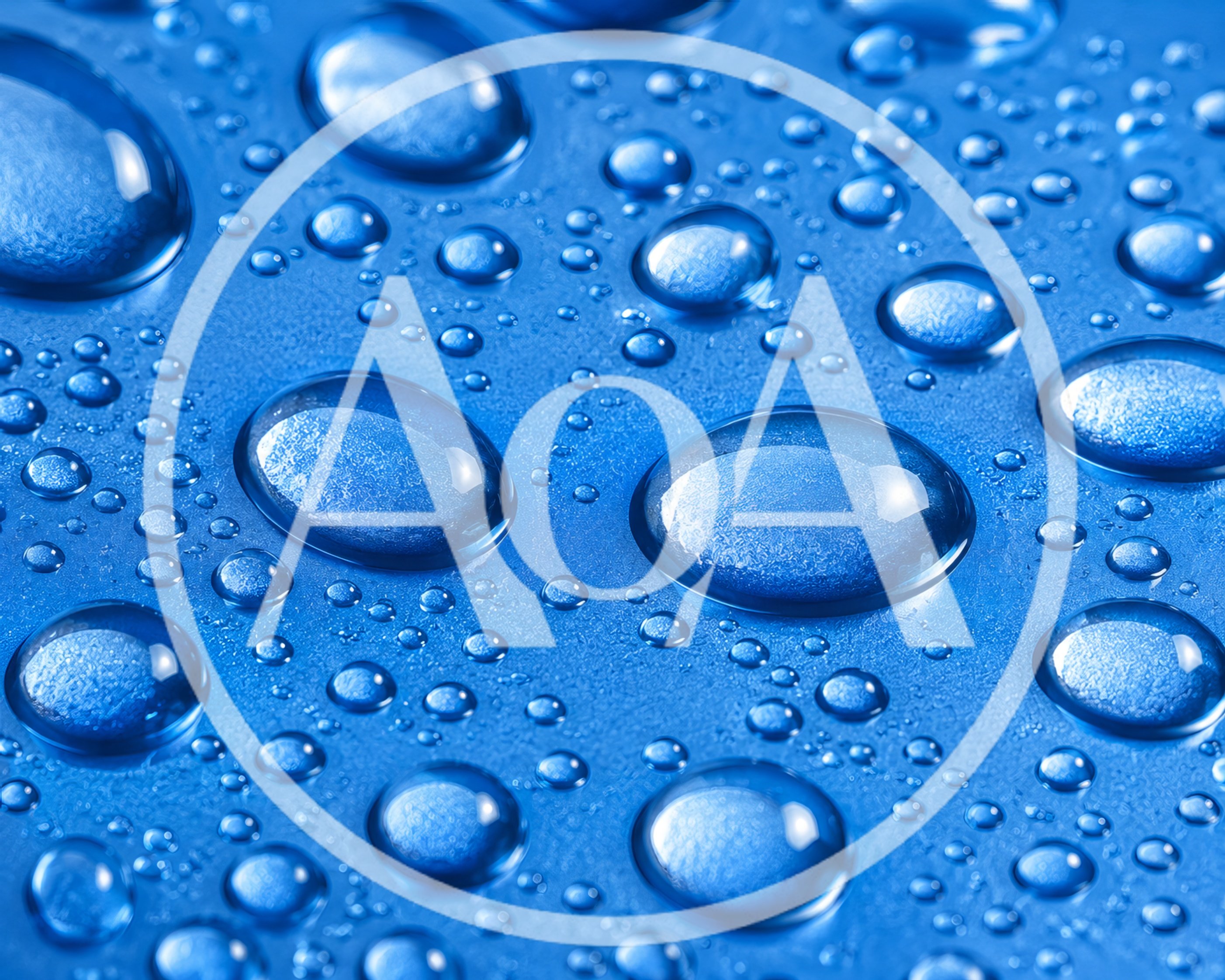 Macro Close Up Of Water Droplets On Blue Surface