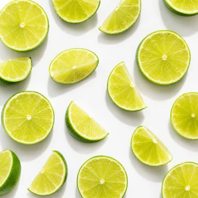 Fresh Lime Slices Pattern on White Background