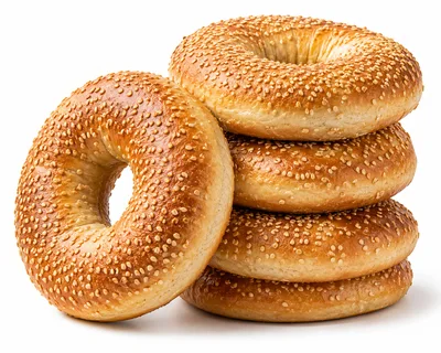 Stack of Fresh Sesame Seed Bagels