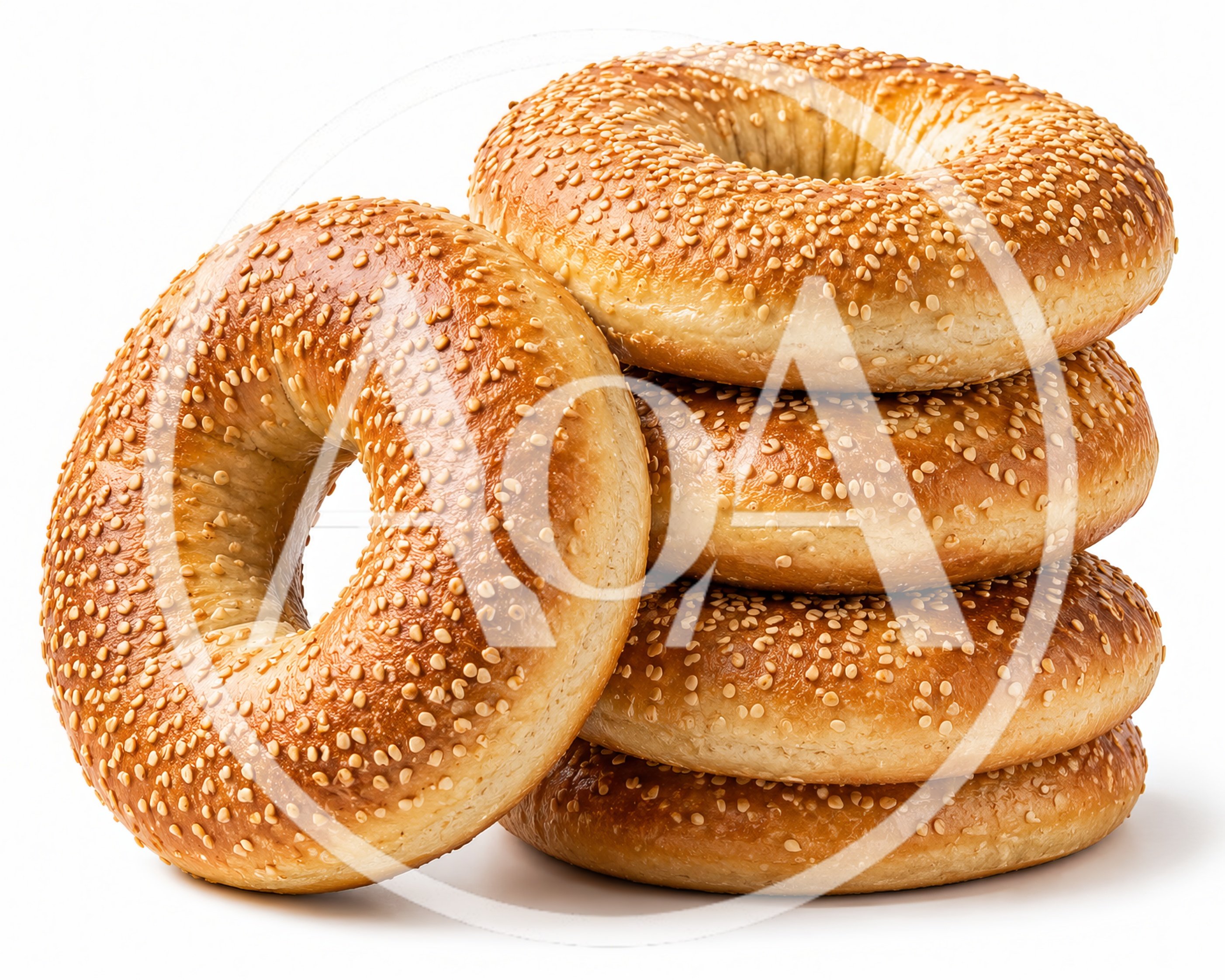 Stack of Fresh Sesame Seed Bagels