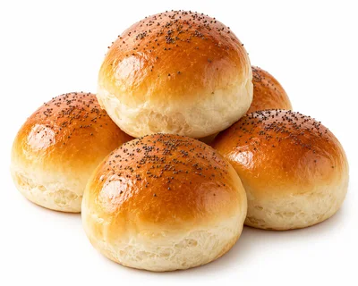 Stack Of Freshly Baked Golden Brioche Buns