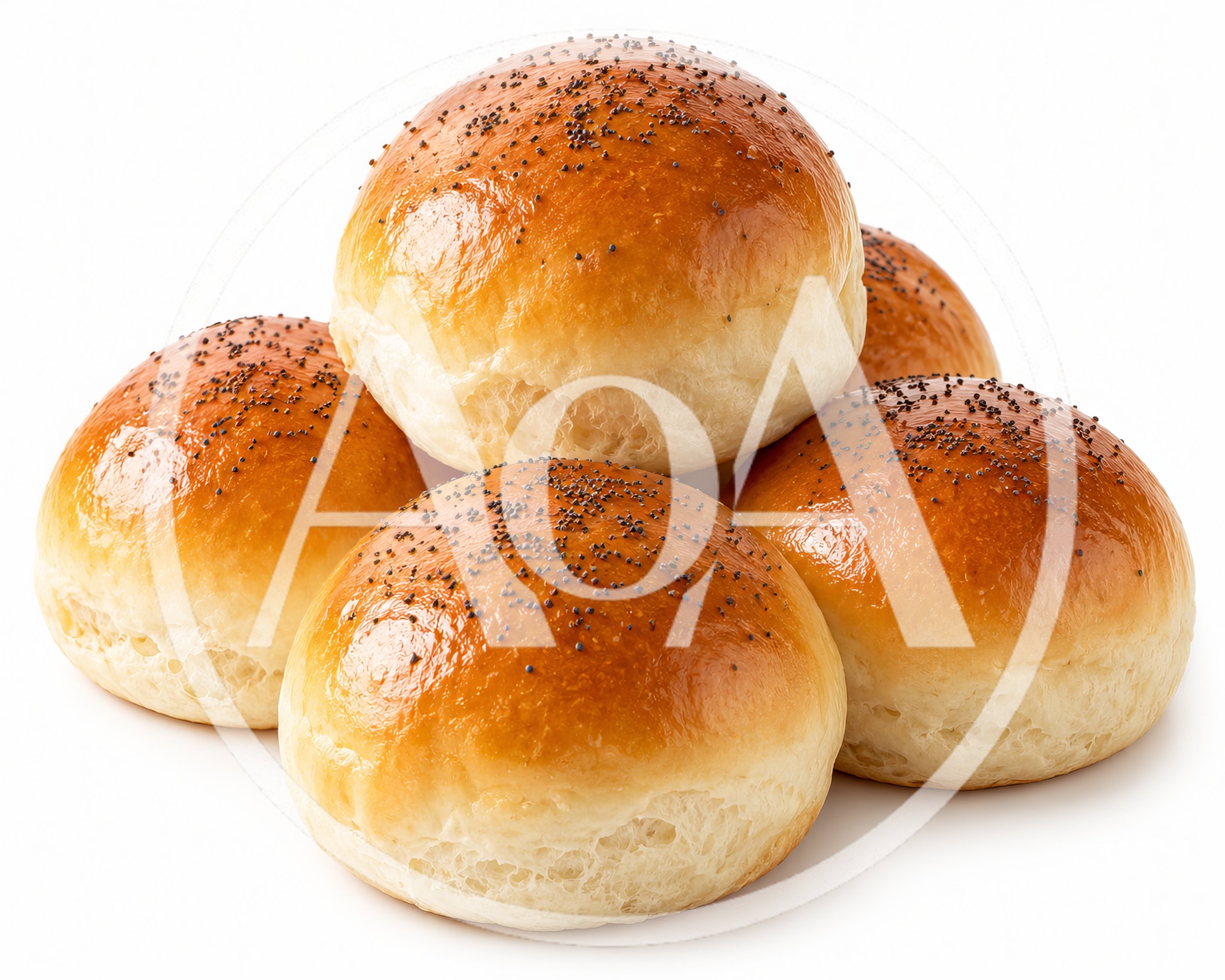 Stack Of Freshly Baked Golden Brioche Buns