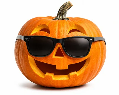 Jack O Lantern Pumpkin Wearing Black Sunglasses