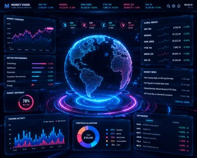 Futuristic Financial Market Data Dashboard Interface