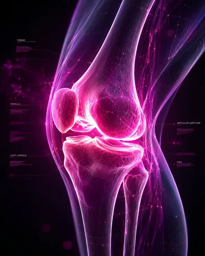 Digital Medical Illustration Of Human Knee Anatomy
