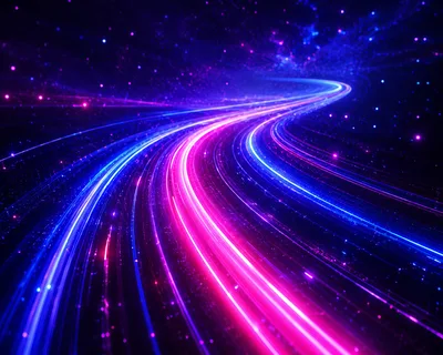 Abstract Digital Data Stream With Neon Light Trails