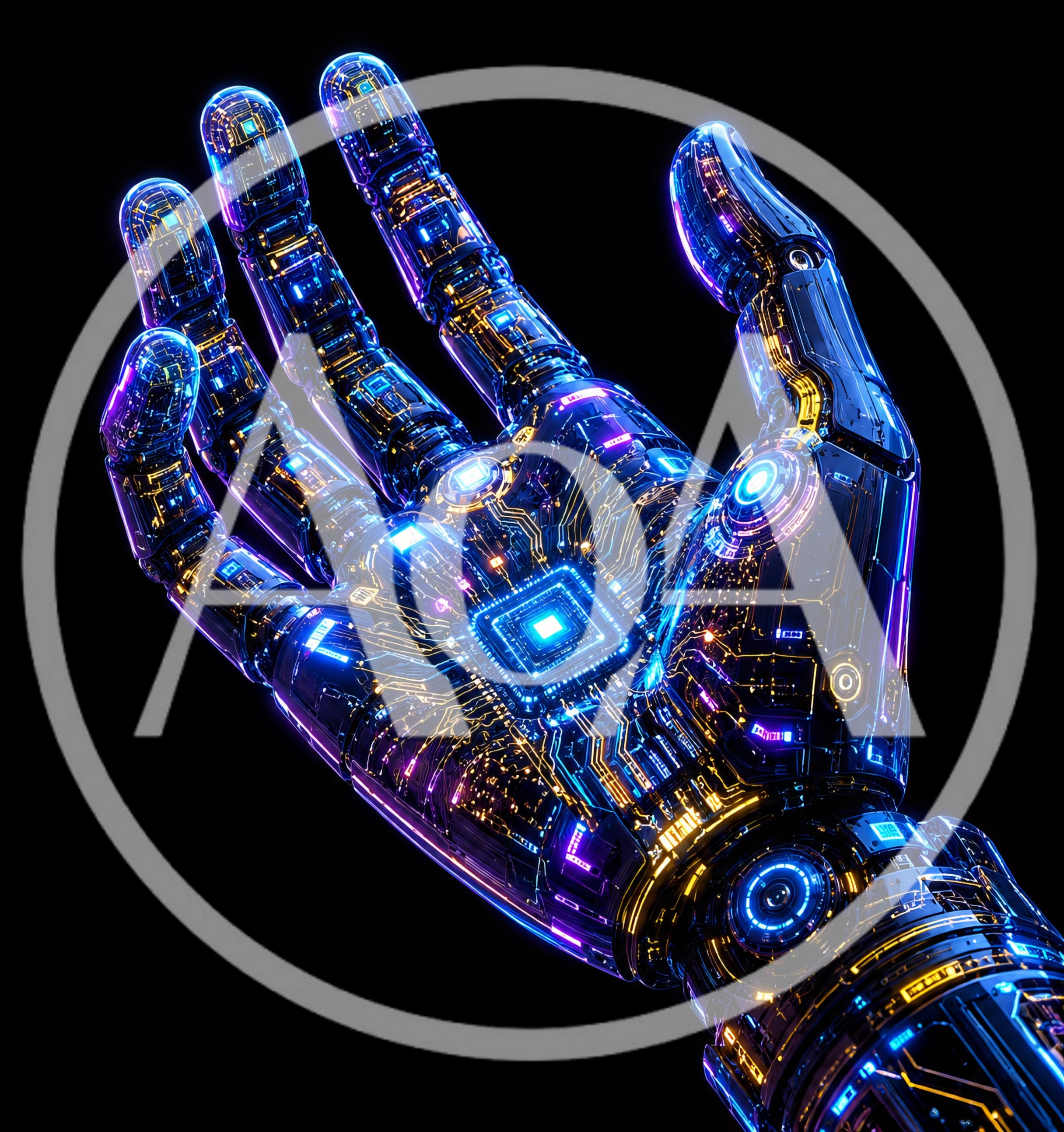 Futuristic Robotic Hand With Glowing Circuitry And Cybernetic Details