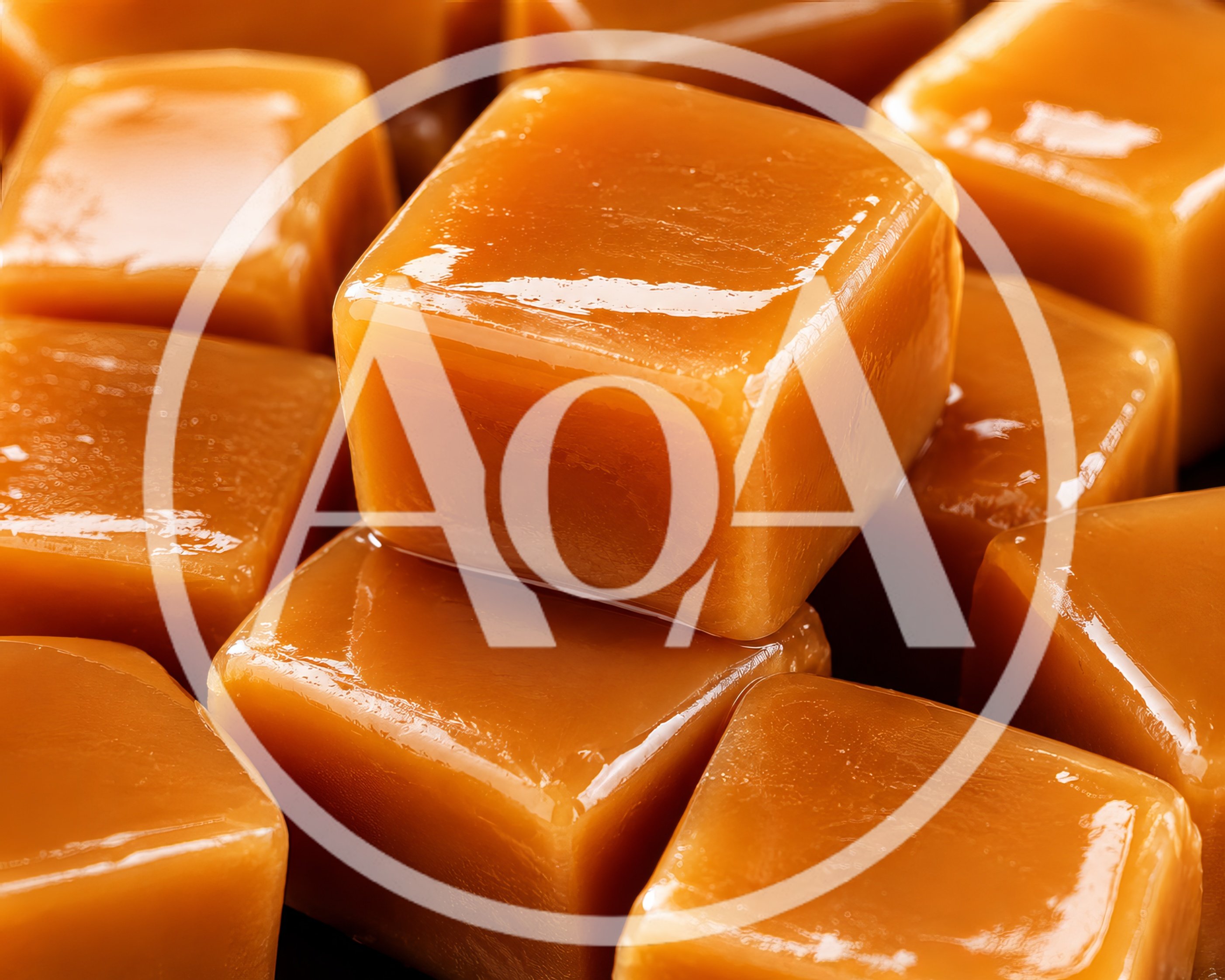 Close Up Of Delicious Caramel Candy Cubes